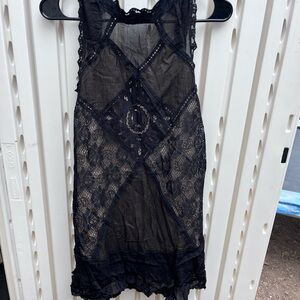 Free People Black Lace Top